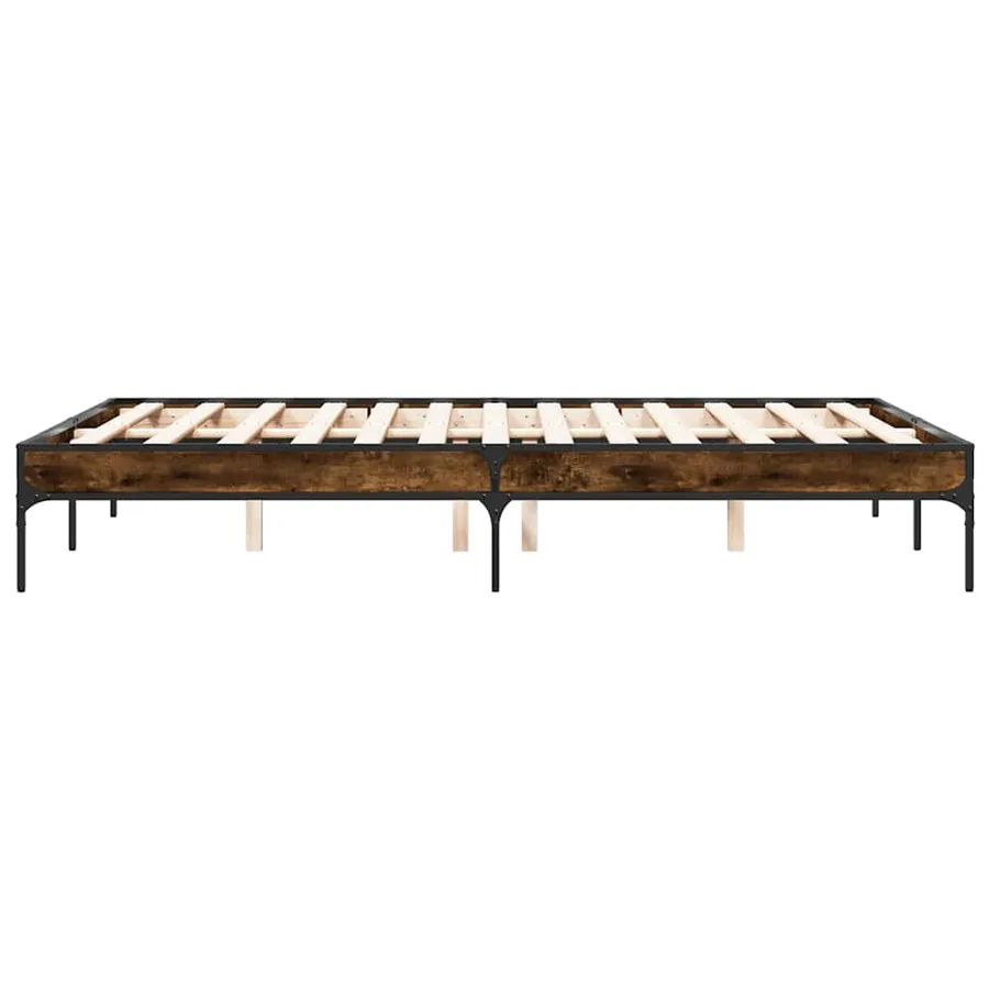 Cadre de lit sans matelas chêne fumé 135x190 cm - 5