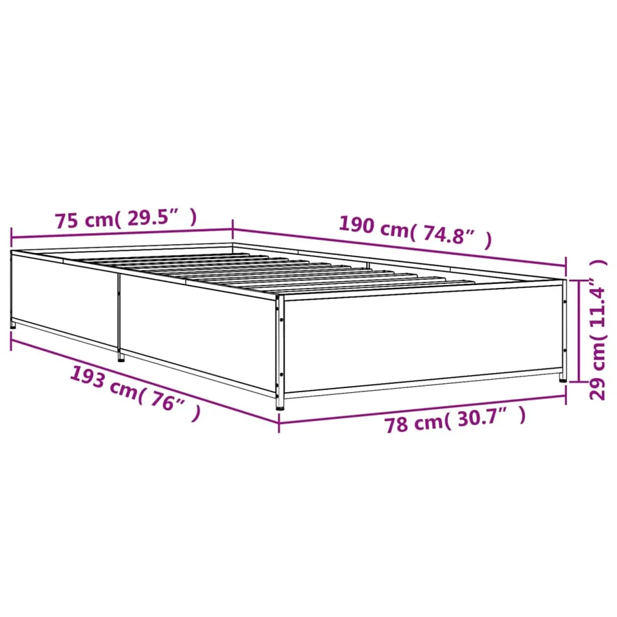 Cadre de lit sans matelas chêne marron 75x190 cm - 9