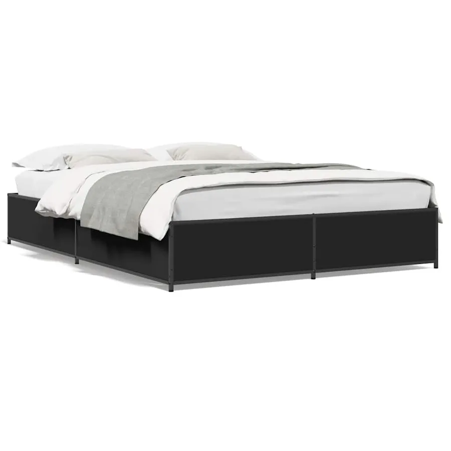 Cadre de lit sans matelas noir 120x190 cm - 2