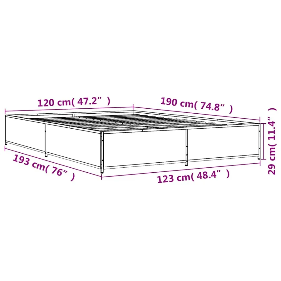 Cadre de lit sans matelas noir 120x190 cm - 9