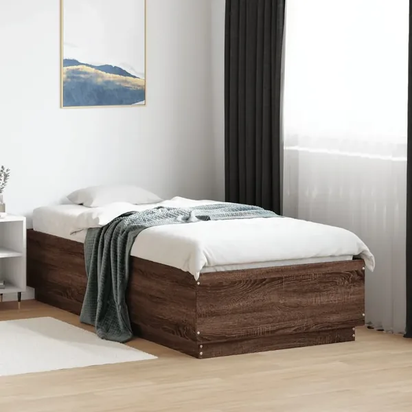 Cadre de lit sans matelas chêne marron 75x190 cm