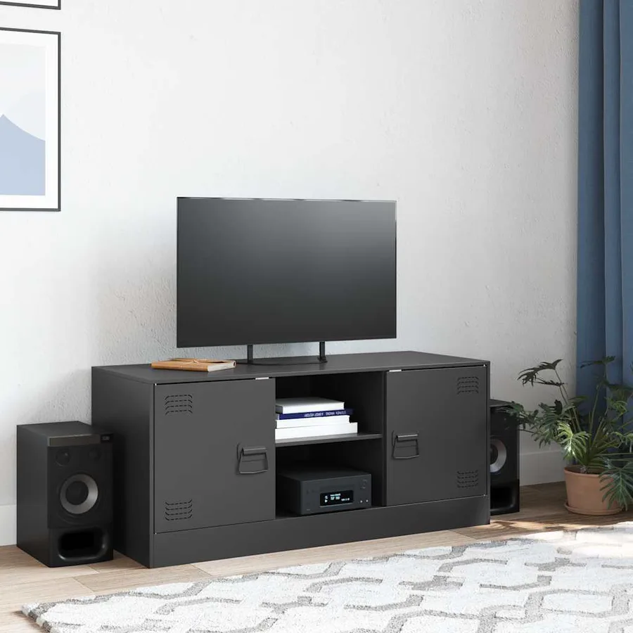 Meuble TV noir 99x39x44 cm acier - 3