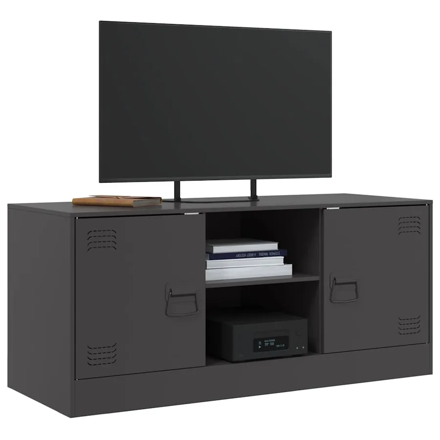 Meuble TV noir 99x39x44 cm acier - 4