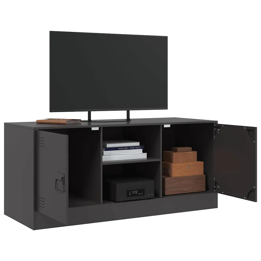 Meuble TV noir 99x39x44 cm acier - 5