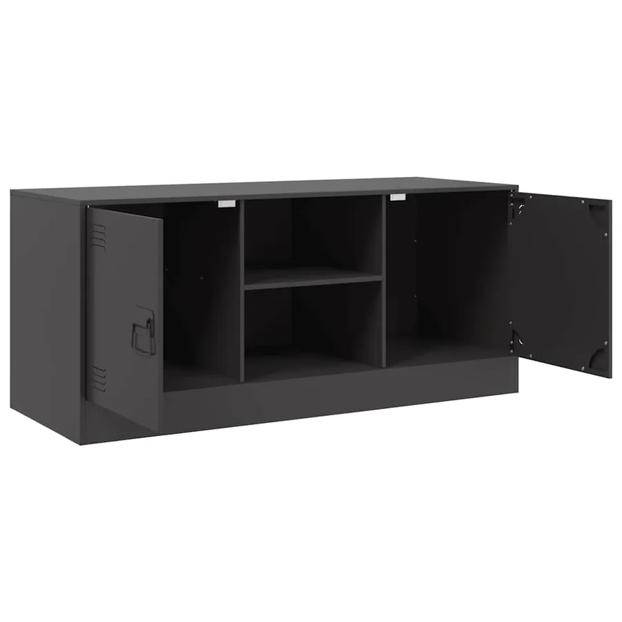 Meuble TV noir 99x39x44 cm acier - 7