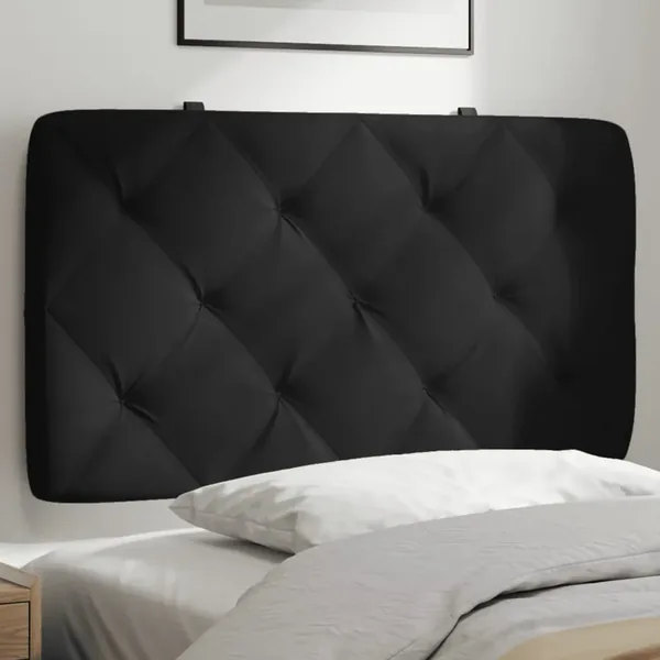 Coussin de tête de lit noir 90 cm velours