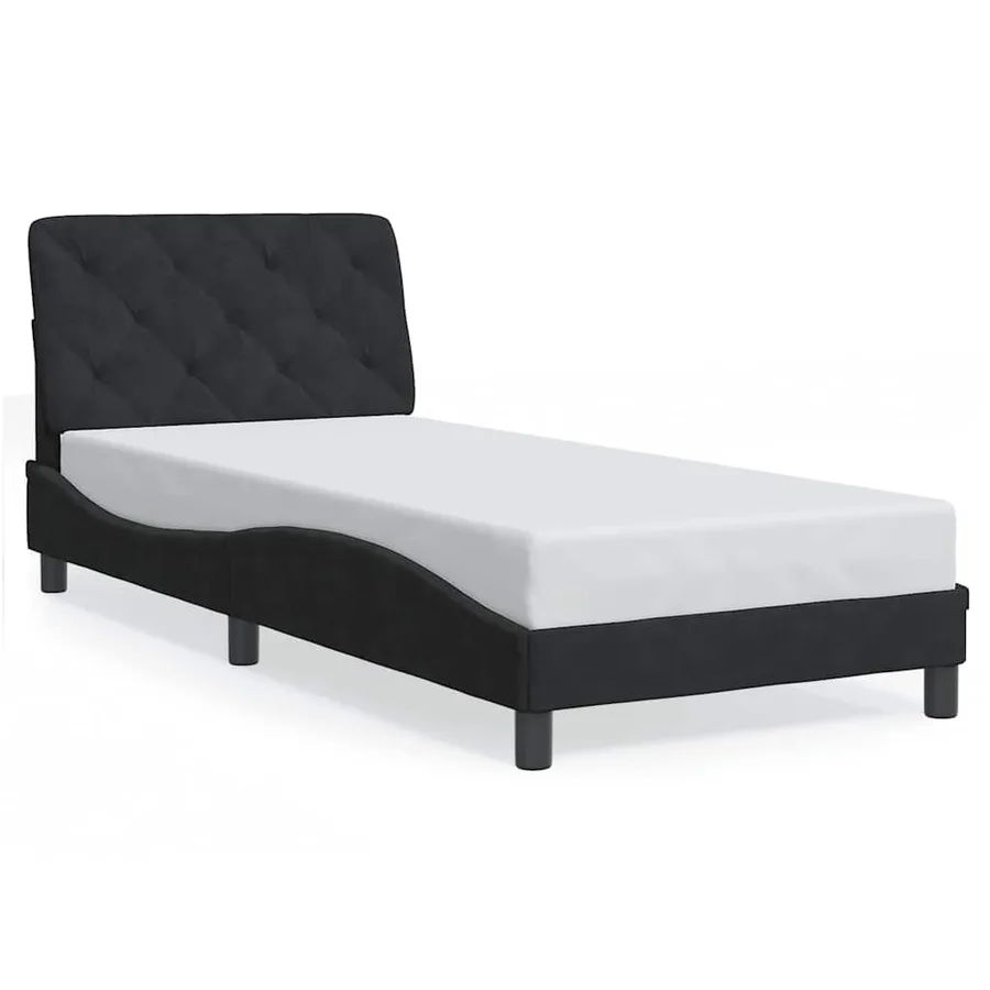Cadre de lit sans matelas noir 90x200 cm velours - 2