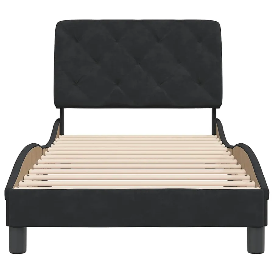 Cadre de lit sans matelas noir 90x200 cm velours - 5