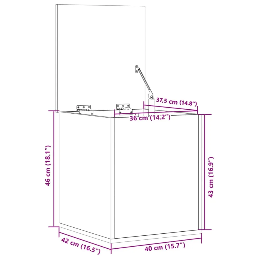 Boîte de rangement chêne sonoma 40x42x46 cm bois d'ingénierie - 11