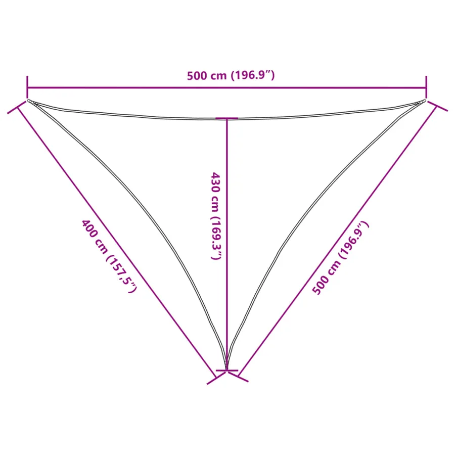 Voile de parasol tissu oxford triangulaire 4x5x5 m rouge - 10
