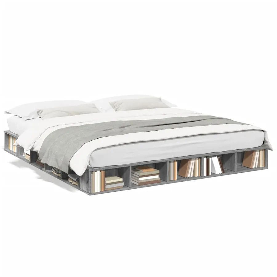 Cadre de lit sans matelas sonoma gris 200x200 cm - 2