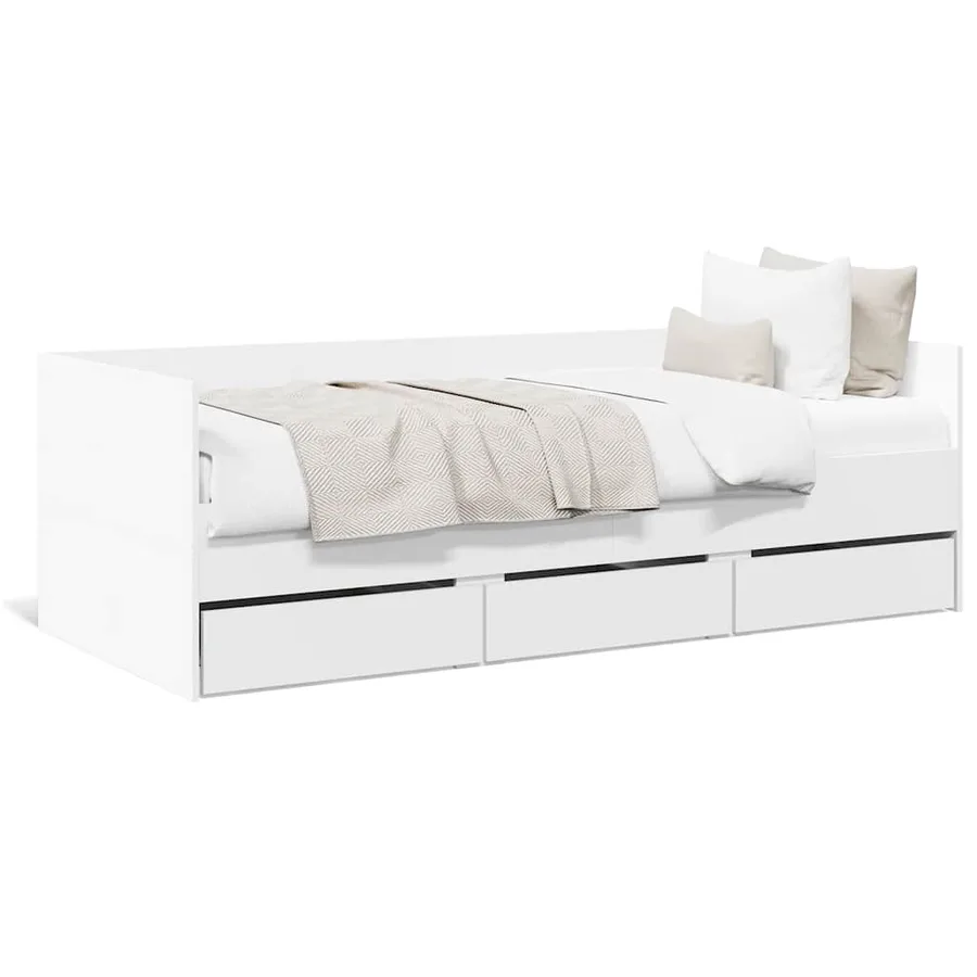 Lit de jour avec tiroirs sans matelas blanc 90x190 cm - 2