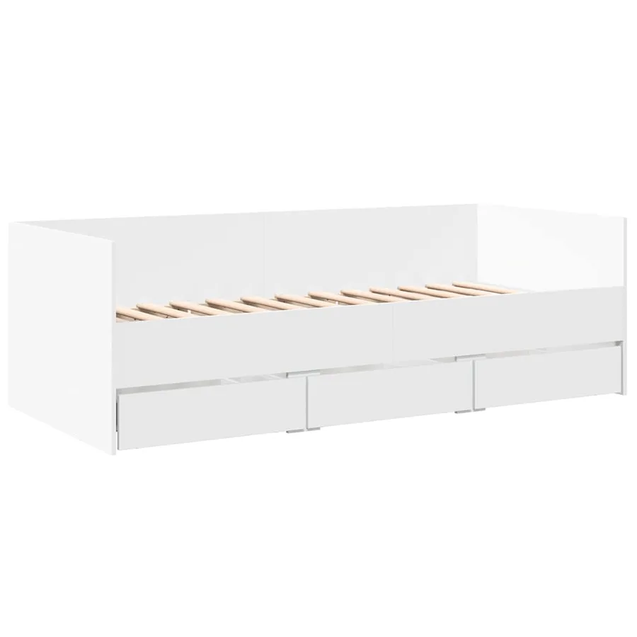 Lit de jour avec tiroirs sans matelas blanc 90x190 cm - 3