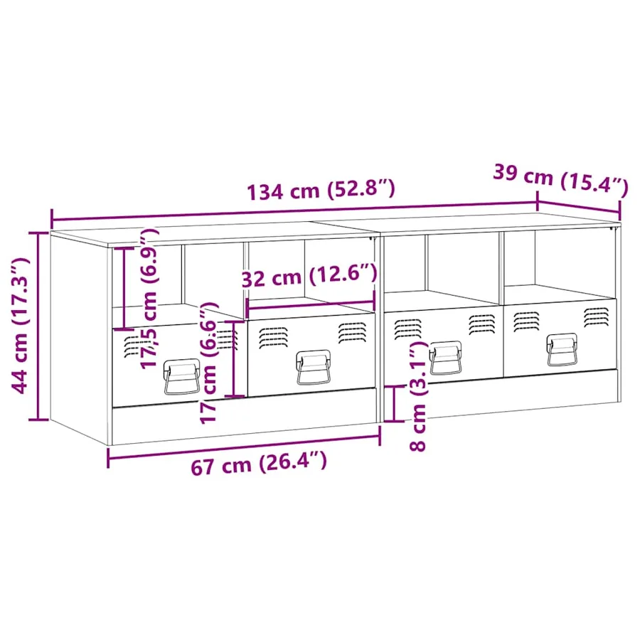 Meubles TV 2 pcs rose 67x39x44 cm acier - 14
