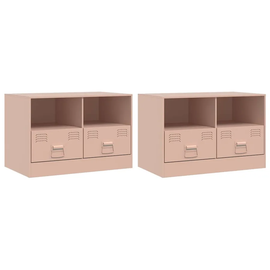 Meubles TV 2 pcs rose 67x39x44 cm acier - 2