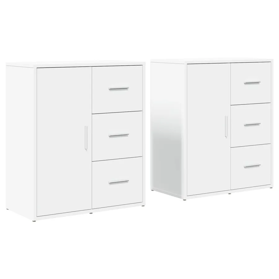 Buffets 2 pcs blanc 60x31x70 cm bois d'ingénierie - 2