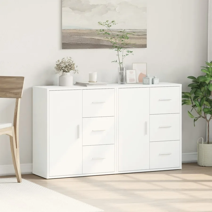 Buffets 2 pcs blanc 60x31x70 cm bois d'ingénierie - 3