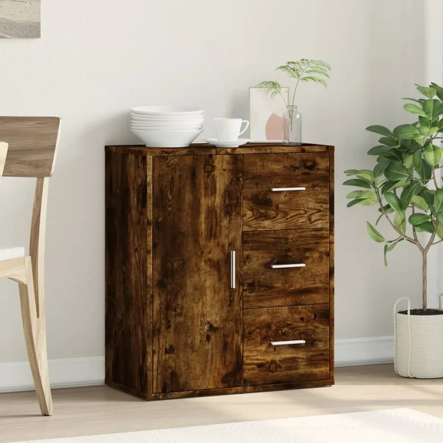 Buffet chêne fumé 60x31x70 cm bois d'ingénierie - 3