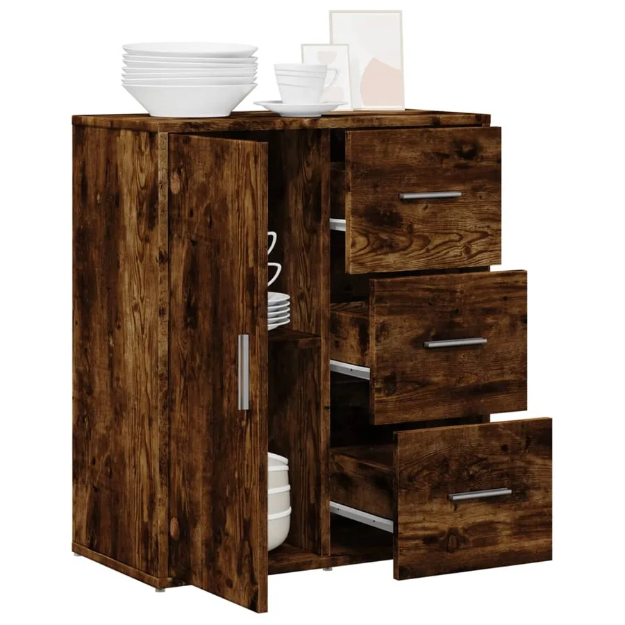 Buffet chêne fumé 60x31x70 cm bois d'ingénierie - 4