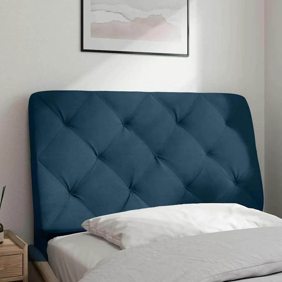 Coussin de tête de lit bleu 80 cm velours - 3