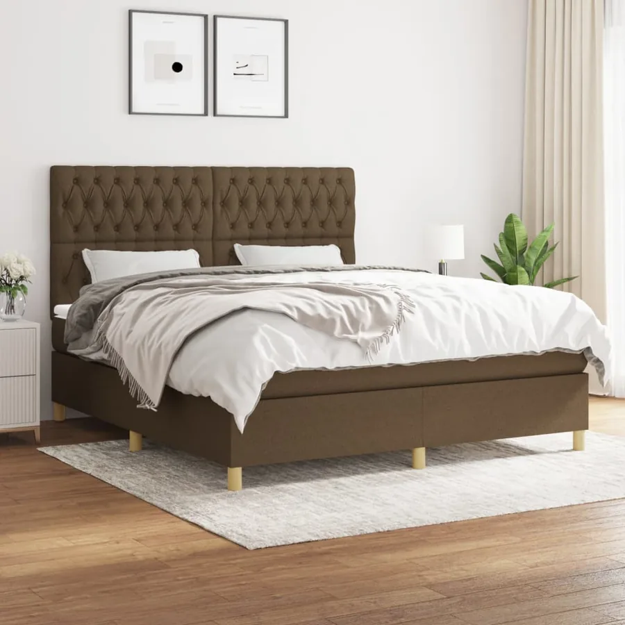 Sommier à lattes de lit avec matelas Marron foncé 180x200 cm