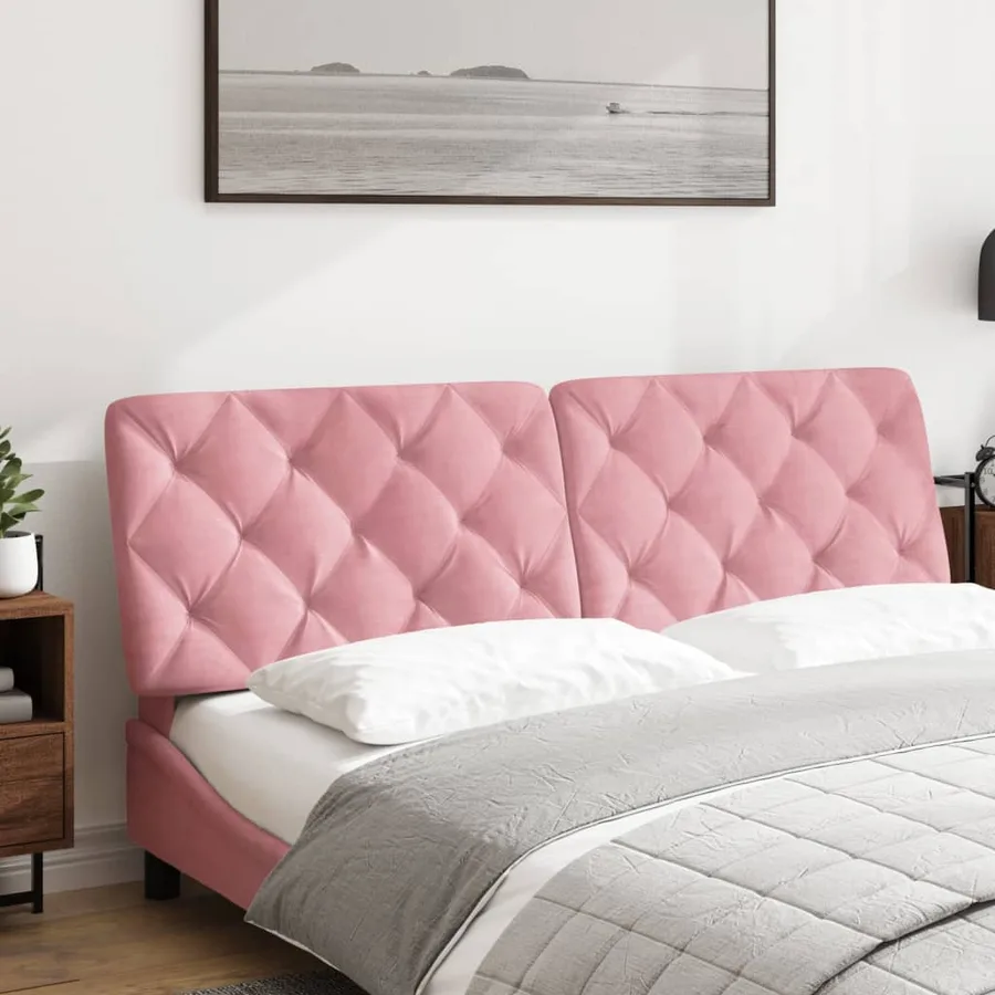 Coussin de tête de lit rose 160 cm velours - 3