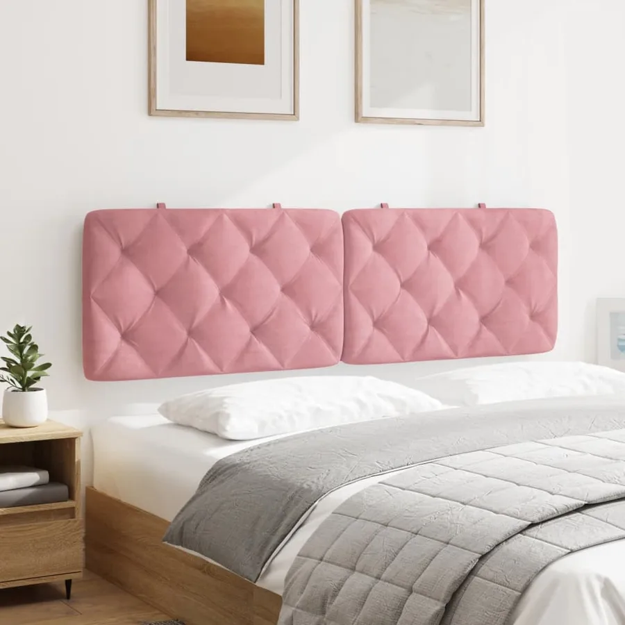 Coussin de tête de lit rose 160 cm velours - 4