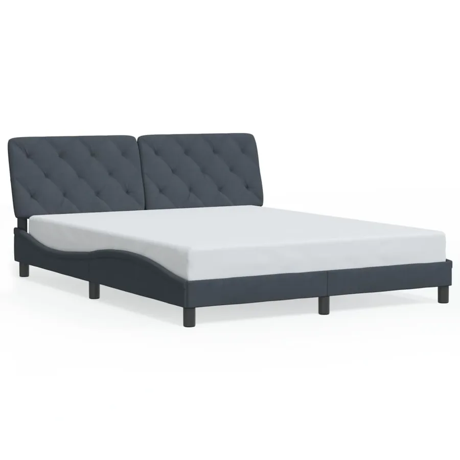Cadre de lit avec LED sans matelas gris foncé 160x200cm velours - 5