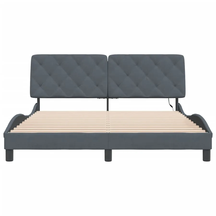 Cadre de lit avec LED sans matelas gris foncé 160x200cm velours - 6