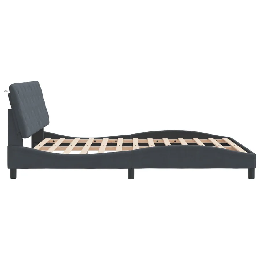 Cadre de lit avec LED sans matelas gris foncé 160x200cm velours - 7