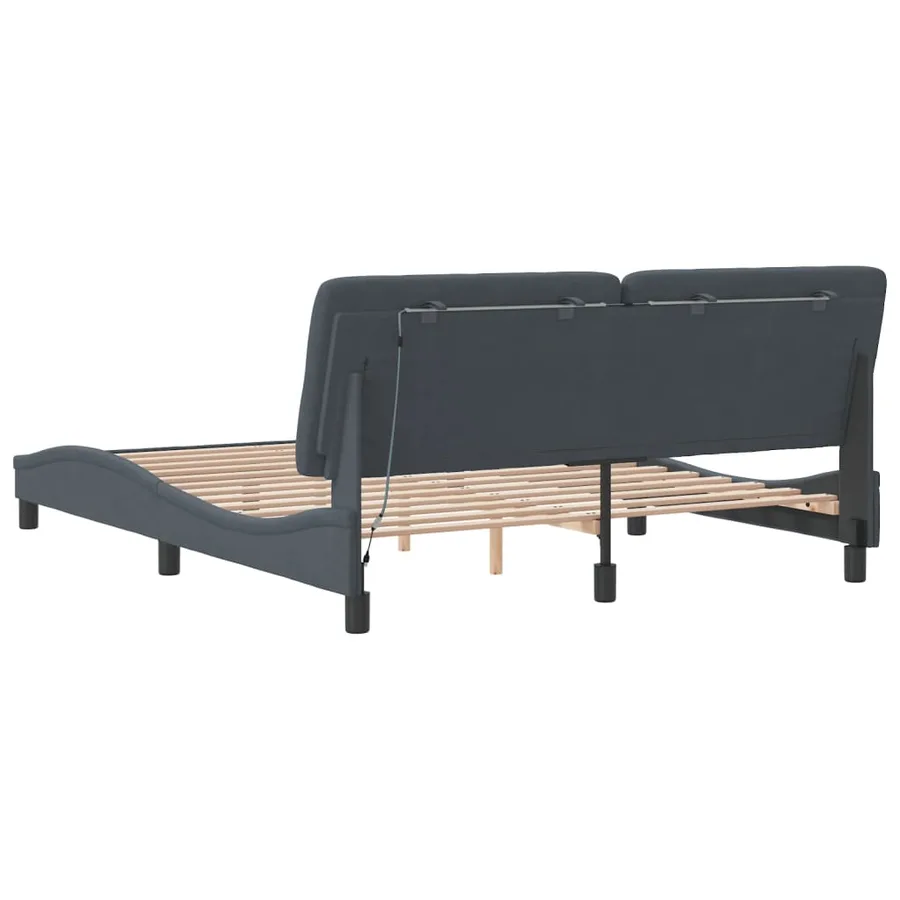Cadre de lit avec LED sans matelas gris foncé 160x200cm velours - 8