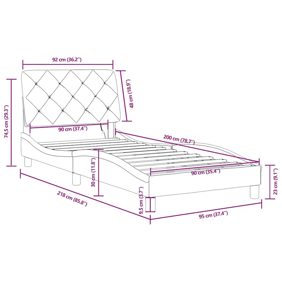Cadre de lit avec LED sans matelas vert foncé 90x200 cm velours - 16