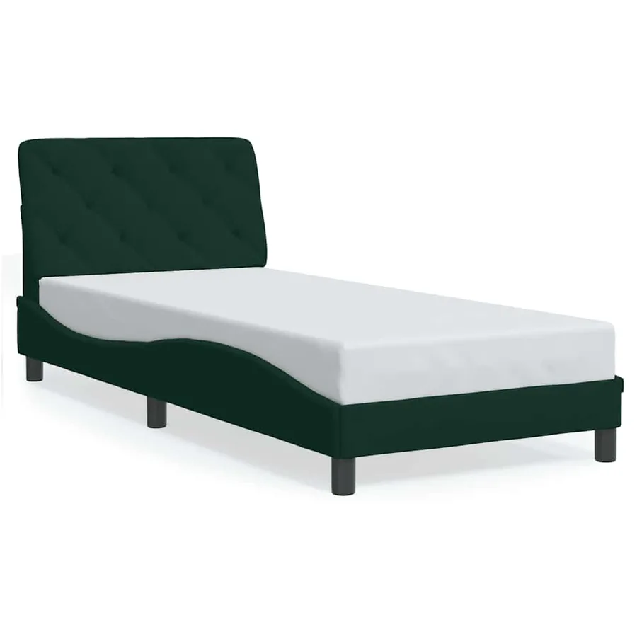 Cadre de lit avec LED sans matelas vert foncé 90x200 cm velours - 5