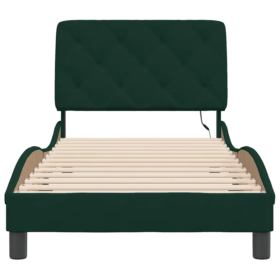 Cadre de lit avec LED sans matelas vert foncé 80x200 cm velours - 6