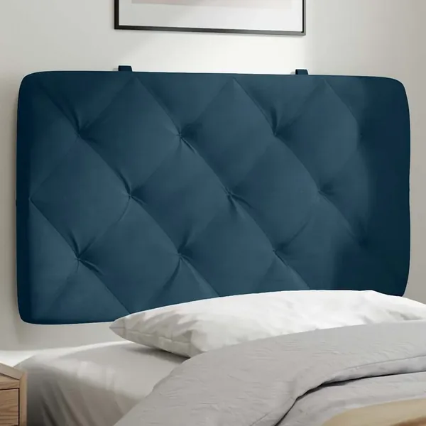 Coussin de tête de lit bleu 90 cm velours