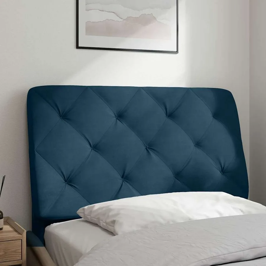 Coussin de tête de lit bleu 90 cm velours - 3