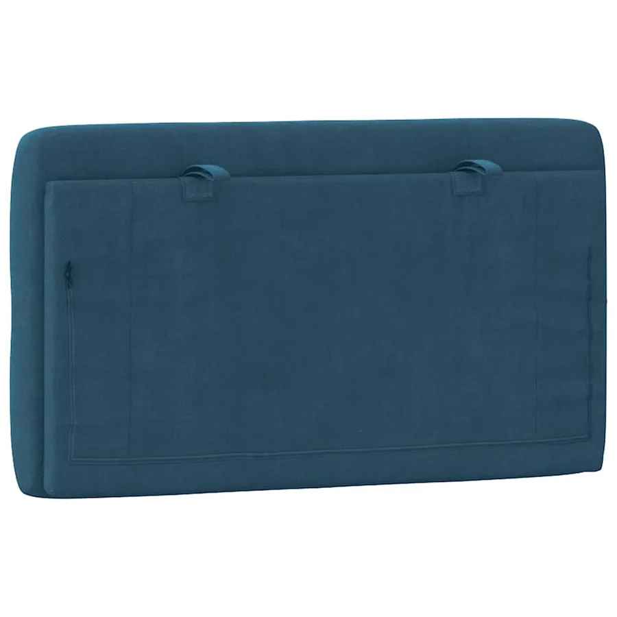 Coussin de tête de lit bleu 90 cm velours - 7