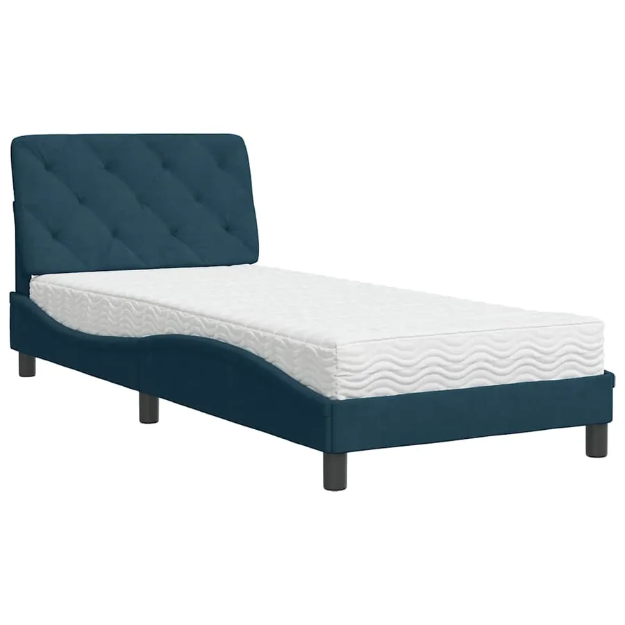 Lit avec matelas bleu 90x200 cm velours - 3
