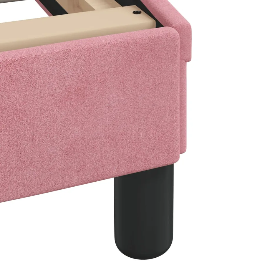Lit avec matelas rose 90x190 cm velours - 7