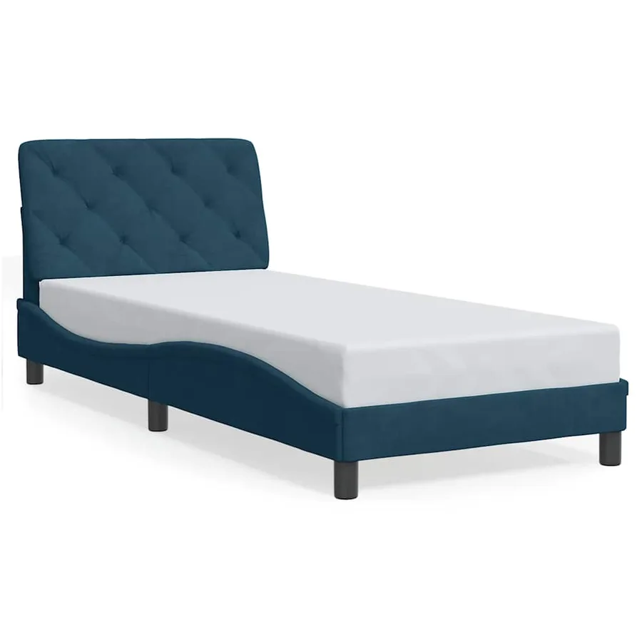 Cadre de lit sans matelas bleu 90x200 cm velours - 2
