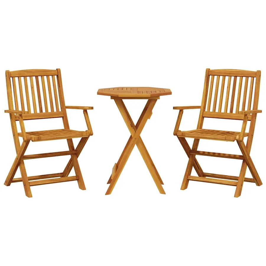 Ensemble de bistro pliable 3 pcs bois d'acacia solide - 2
