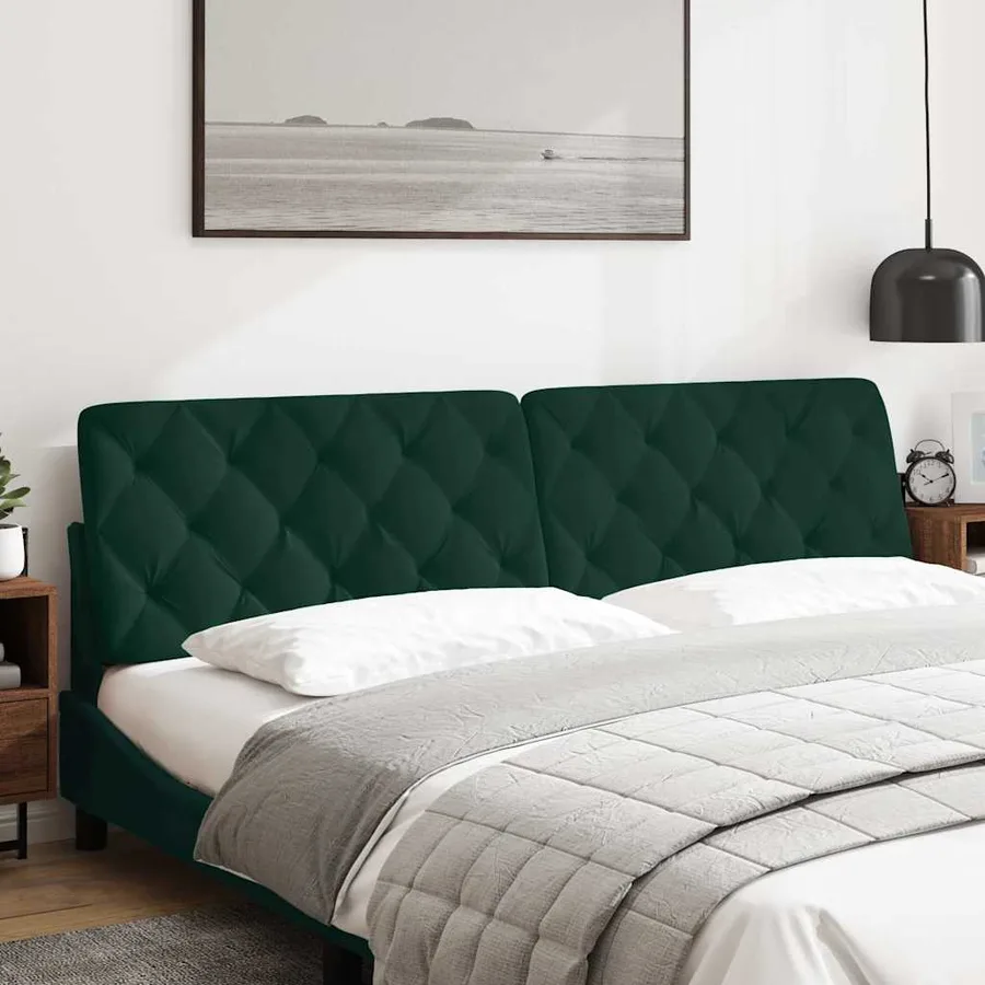 Coussin de tête de lit vert foncé 200 cm velours - 3