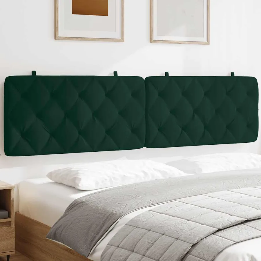 Coussin de tête de lit vert foncé 200 cm velours - 4