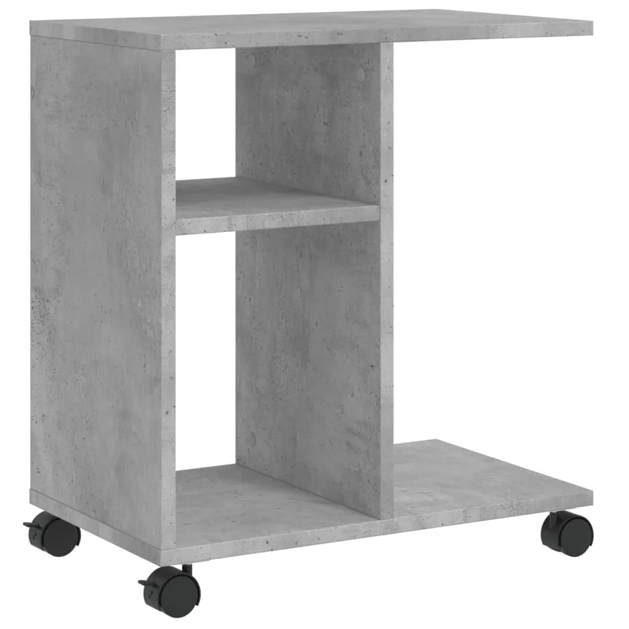 Table d'appoint avec roues gris béton bois d'ingénierie - 2