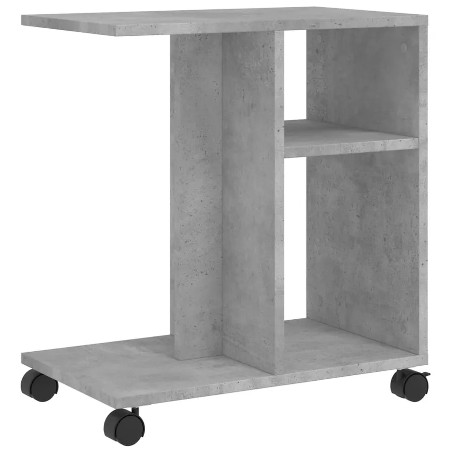 Table d'appoint avec roues gris béton bois d'ingénierie - 7