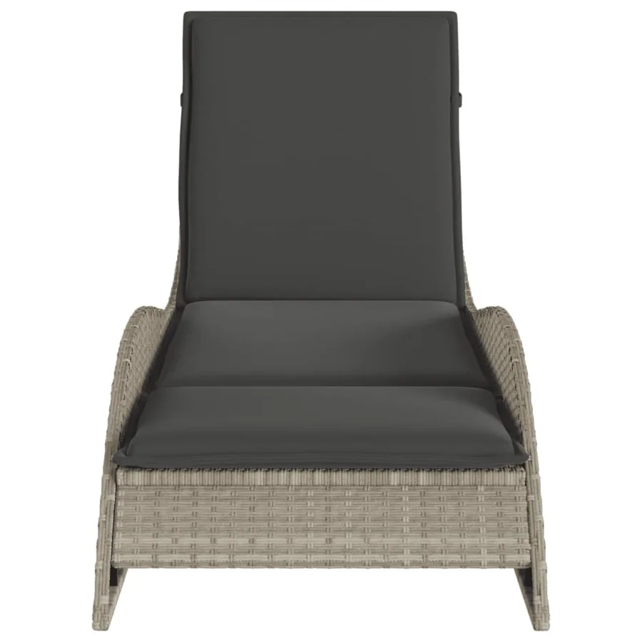 Chaise longue avec coussin gris clair 60x205x73 cm poly rotin - 4