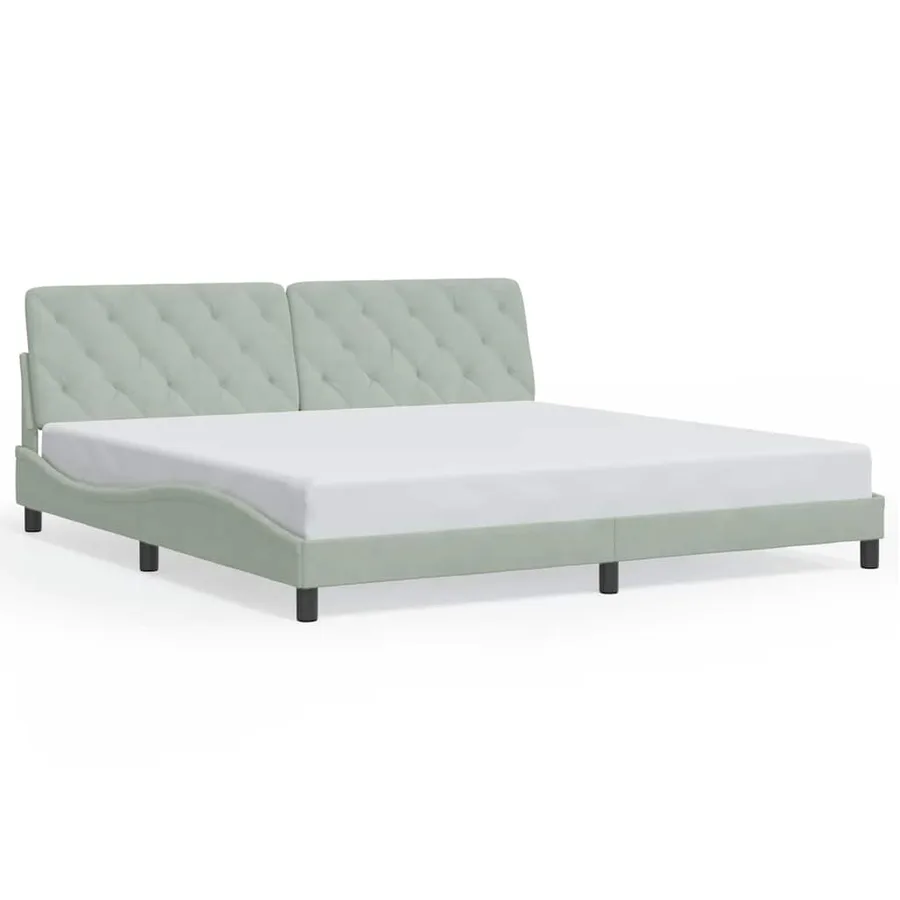 Cadre de lit sans matelas gris clair 200x200 cm velours - 2