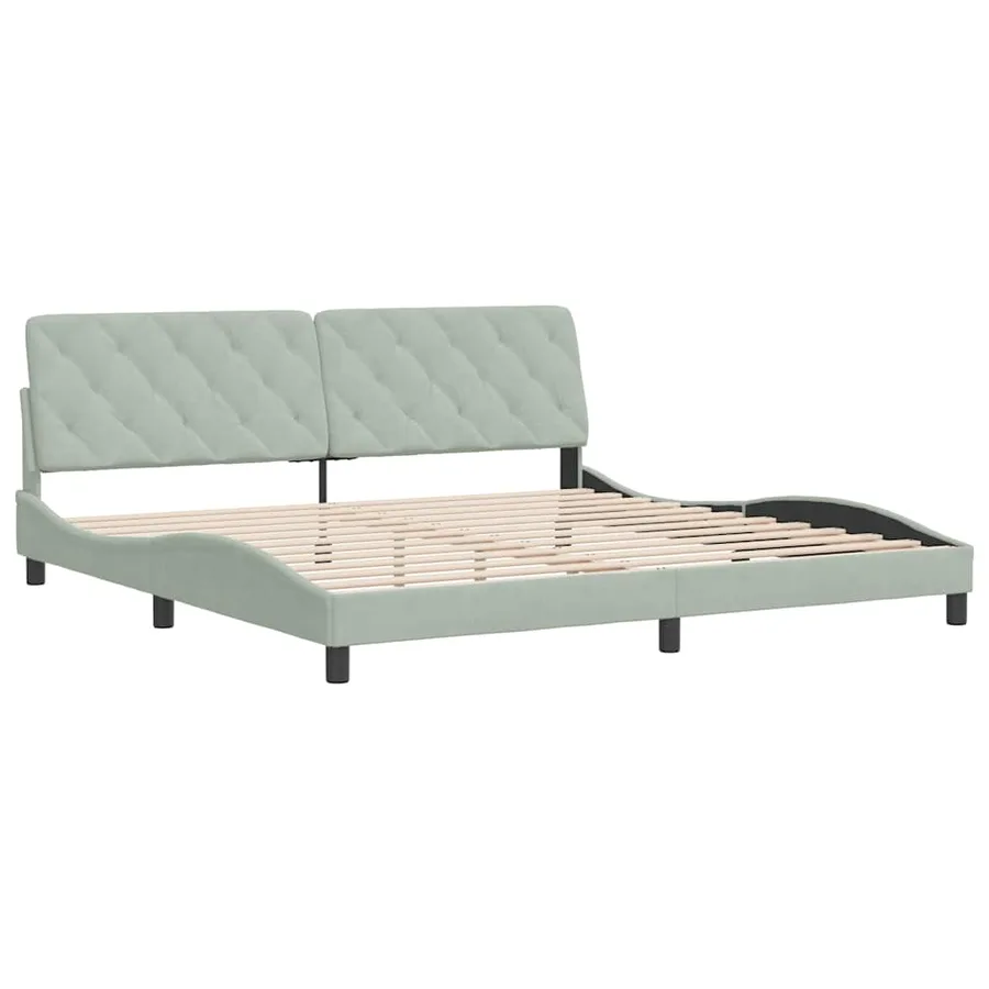 Cadre de lit sans matelas gris clair 200x200 cm velours - 3