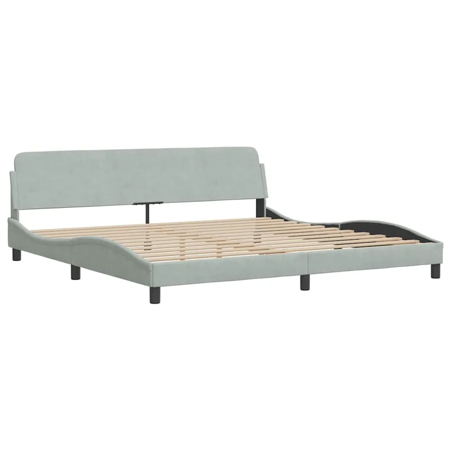 Cadre de lit sans matelas gris clair 200x200 cm velours - 4