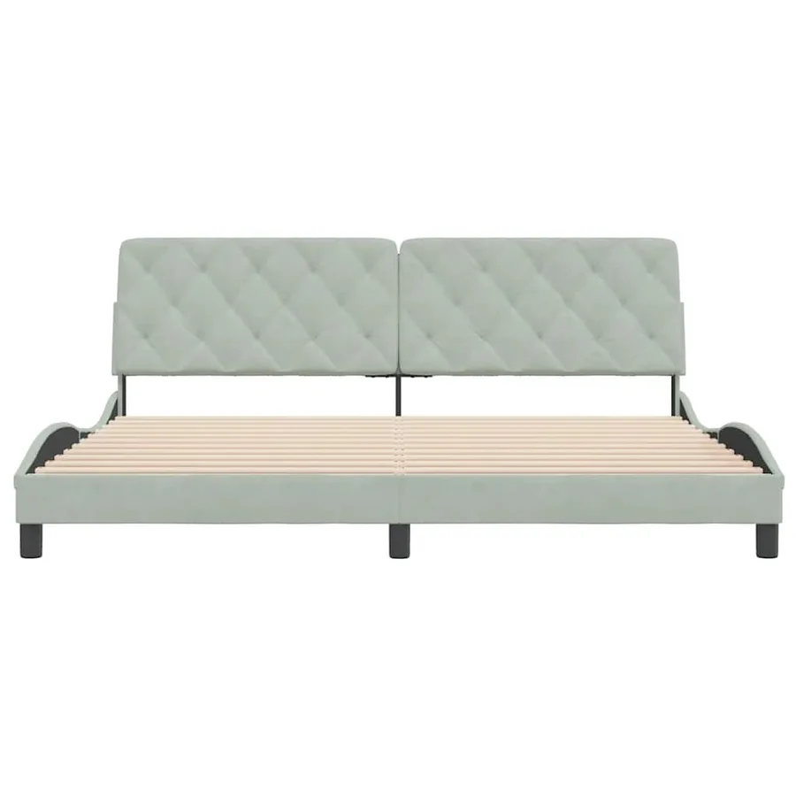 Cadre de lit sans matelas gris clair 200x200 cm velours - 5